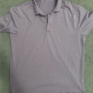 Peter Millar Maroon Striped Polo Shirt L